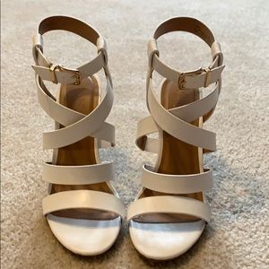 White strappy heels. Charlotte Russe.